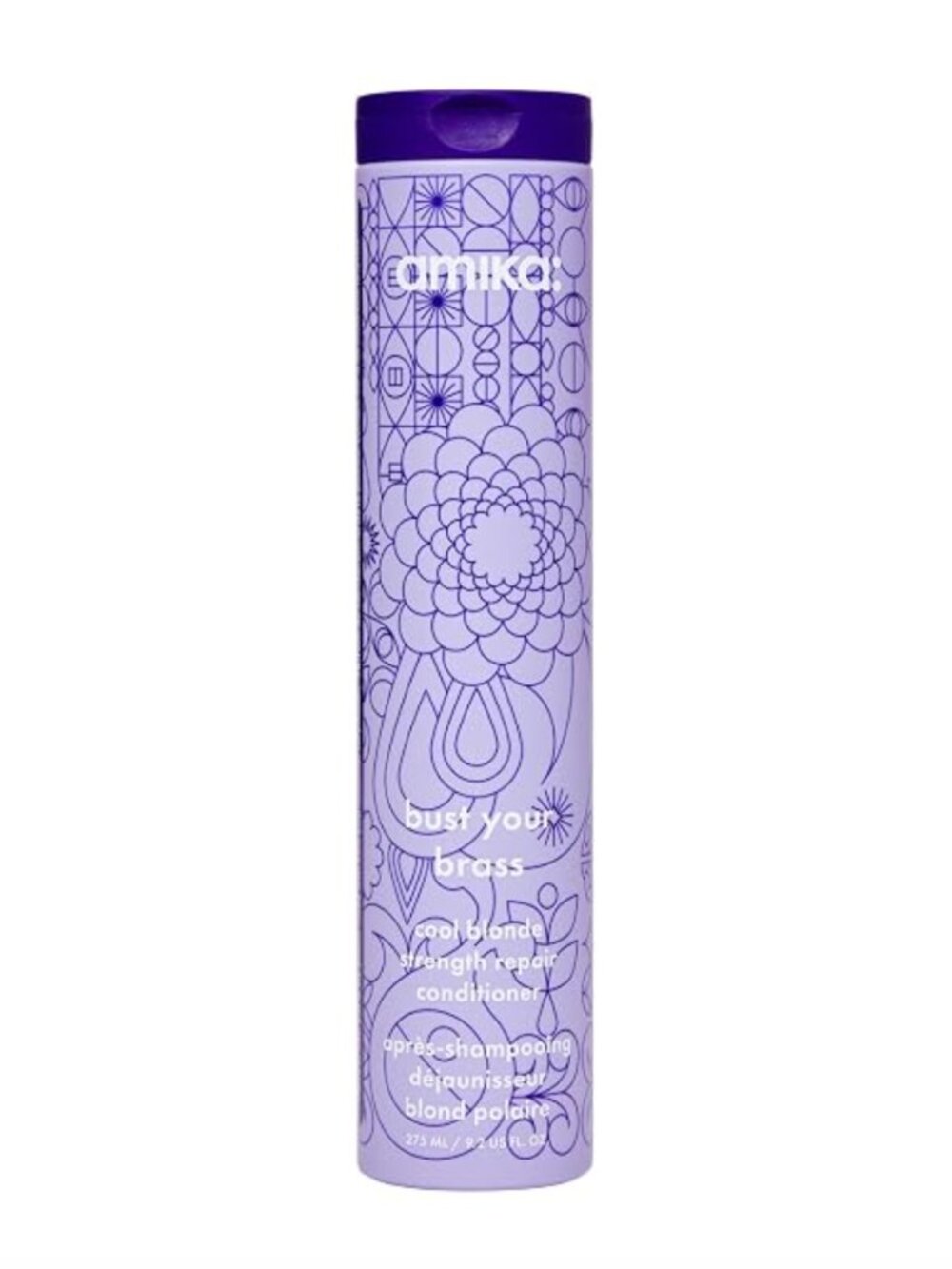NEW Amika Bust Your Brass Cool Blonde Strength Repair Purple Conditioner, 275ml